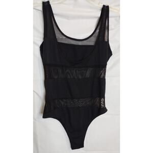 B.L.Q.M.K.T. Blaque Market Sheer 1 pc. Bodysuit Women's Size M Black Mesh